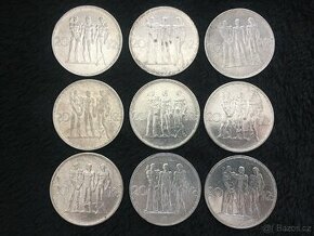 9 kusů stříbrných 20 Kč, mince První Republika ČSR - 1
