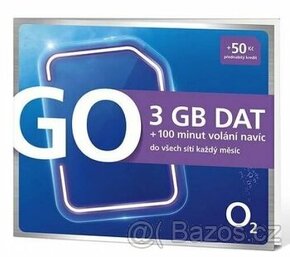 SIM karta O2 GO 3GB dat + 50Kč kredit (nerozbalená)