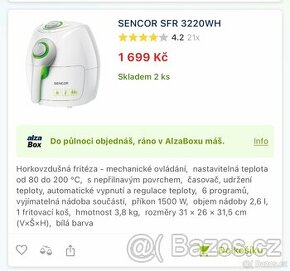 SFR 3220WH Horkovzdušná Fritéza SENCOR