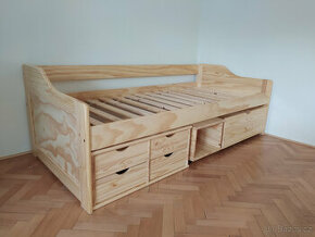 Jednolůžková postel 90x200 s úložným prostorem a roštem