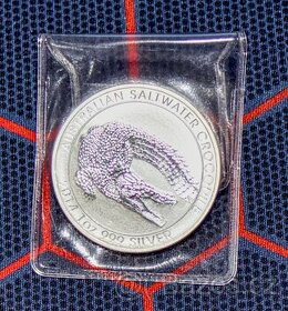 1 OZ Australian saltwater crocodile 2014 stříbrná mince - 1