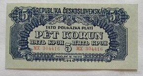 Pět korun 1944 - perforovaná - 1