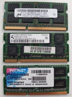 SoDIMM paměť DDR2, DDR3