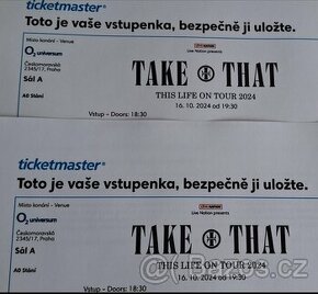 2 x vstupenky Take That 16.10.2024