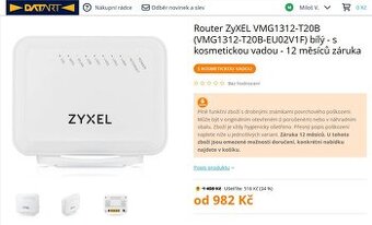 Router ZYXEL 1312/T20B, VDSL2, ADSL 2, Wifi až 300Mbps