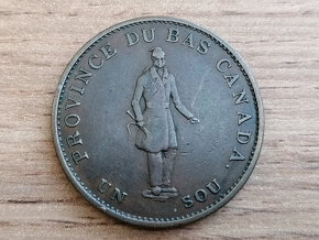 1 Sou 1837 Province Bas Canada Bank Token koloniální mince