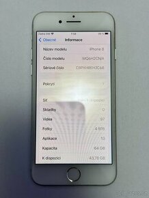 Apple iPhone 8 64GB bílá - výborný stav