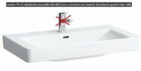 Umyvadlo Laufen Pro S broušené 85 x 46 s otvorem pro baterii - 1