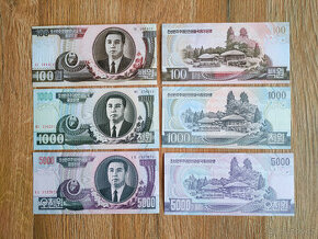 Severní Korea - 3 bankovky s Kimem - 1