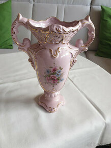 Váza - růžový porcelán se vzorem