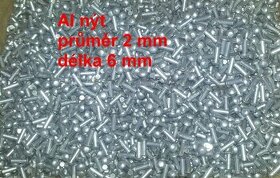 Nýt hliníkový, průměr 2 x 6 mm, půlkulatá hlava