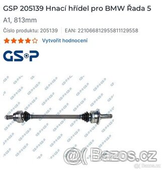 Hnací hřídel pro BMW Rada 5