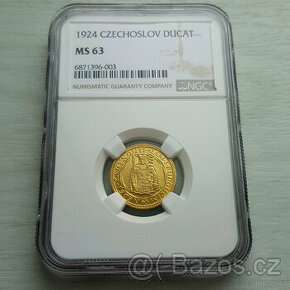 svatováclavský dukát 1924, certifikace NGC MS 63