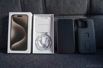 TOP - iPhone 15 PRO 256 GB přírodní titan+PD case