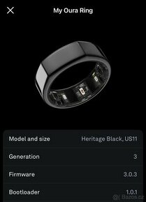 Oura Ring 3 - US11 Heritage Black, bez nabíječky