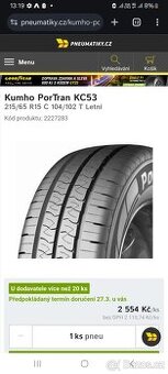 Kumho PorTran KC53 215/65 R15 C 104/102 T Letní