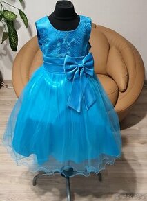 Dětské sváteční šaty v azurově modré barvě