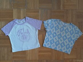 2x crop top tričko žebrované H&M 146/152