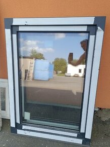 Okno PVC VEKA 980x1350, antracit/bílá, trojsklo, nové