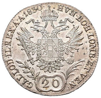 Stříbrná mince Čechy r. 1830