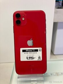 iPhone 11 - 64GB - 100% BAT - 6M ZÁRUKA - RED