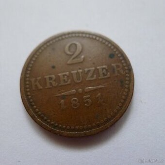 2 krejcary 1851, FJI, rakousko uhersko, mince. - 1