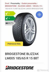 Brigestone 185/65 R15 zimni