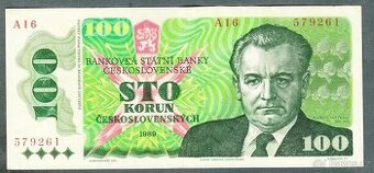 Staré bankovky 100 kčs 1989 Gottwald