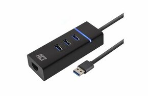 nový ACT AC6310 USB 3.2 hub 3xUSB 1xRJ 45 1Gbps LAN Ethernet