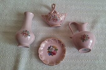 Set miniaturek Leander 1946 růžový porcelán