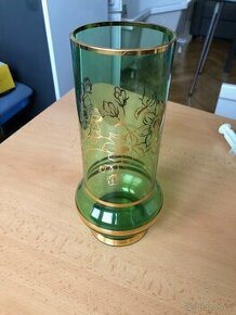 Skleněná váza se zlatým zdobením - zelená - 1
