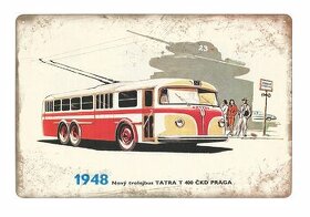 plechová cedule - trolejbus Tatra T 400 ČKD Praga