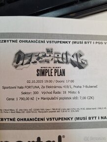 Prodám vstupenky na OFFSPRING a SIMPLE PLAN