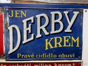 Krásná plechová cedule Derby