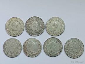 Prodám stříbrné 20 krejcary a jiné mince František II Loty