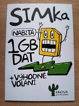 5 x SIM karta KAKTUS 100 Kč + 1GB (exp: 7.1.2029)