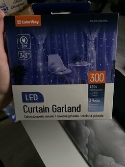 LED vánoční girlanda, 300x LED, Modrá, Délka 3 x 3 m