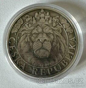 Stříbrná sběratelská mince - Niue Český lev starožitný 1oz