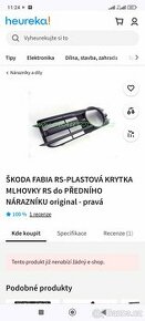 Koupím pravou mřížku předního nárazníku na Fabia 1 RS