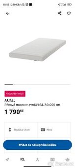 2ks matrace, 80x200cm, IKEA AFJALL