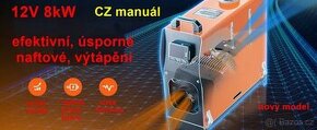 Naftové topení VEVOR, bufik s LCD, DO, 12V/24V 8kW. CZ návod