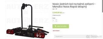 Nosic jízdních kol na tažné zařízení - Menabo Naos Rapid