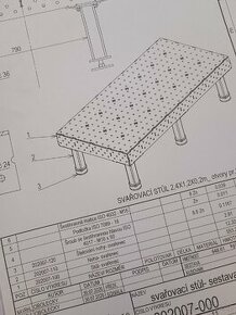 Svařovací stůl - výrobní dokumentace
