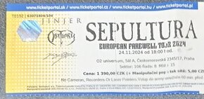 SEPULTURA a hosté (Sobota 23.11.2024) - prodám vstupenky na