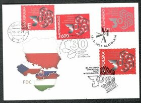 2021 FDC Visegrádská skupina V4 smisena frankatura 3x kombin