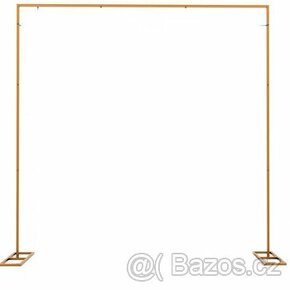 3m x 3m zlatý přenosný nastavitelný svatební oblouk - 1