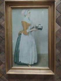 Prodám starožitný obraz J.É. Liotard -Das Schokoladenmädchen