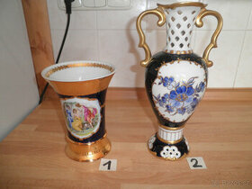 Porcelánové kobaltové vázy Leander a Royal Dux