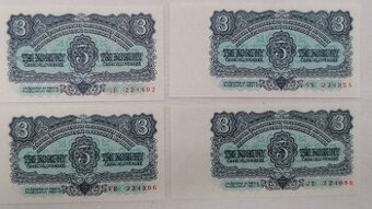 3koruny Československé 1953, 1961 UNC