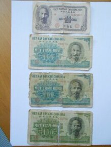 Bankovky VIETNAM 20DONG +100DONG r.1951 -4kusy- dost použité